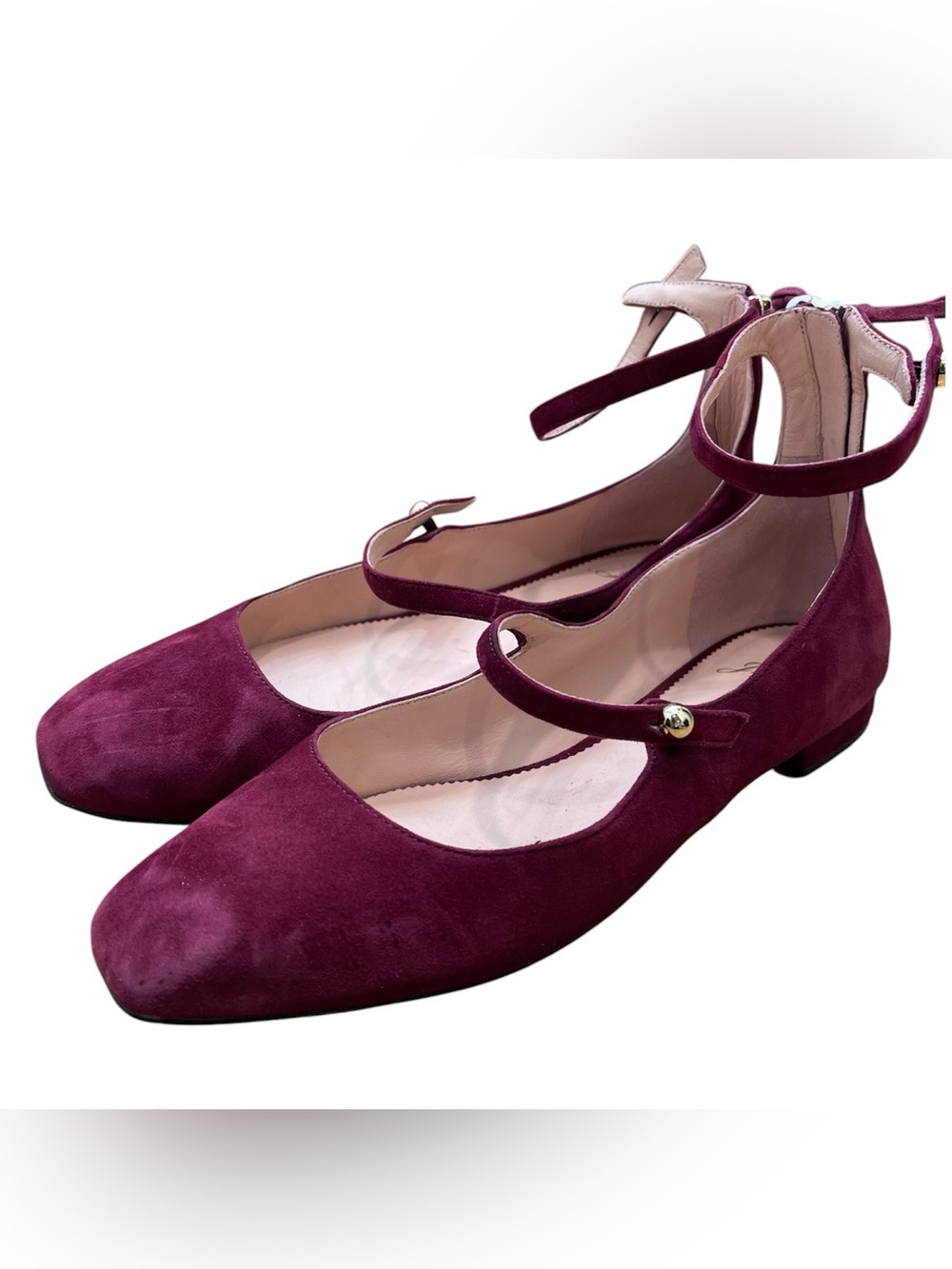 J.Crew Women’s Suede Mary Jane Flats Burgundy Ankle Strap Shoes Size 9.5 Classic